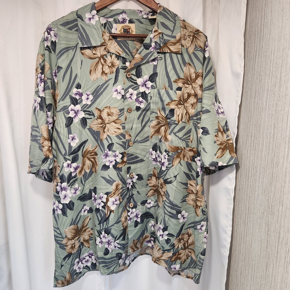 Pussers West Indies Hawaiian Shirt Large Floral‎ Allover Silk & Cotton